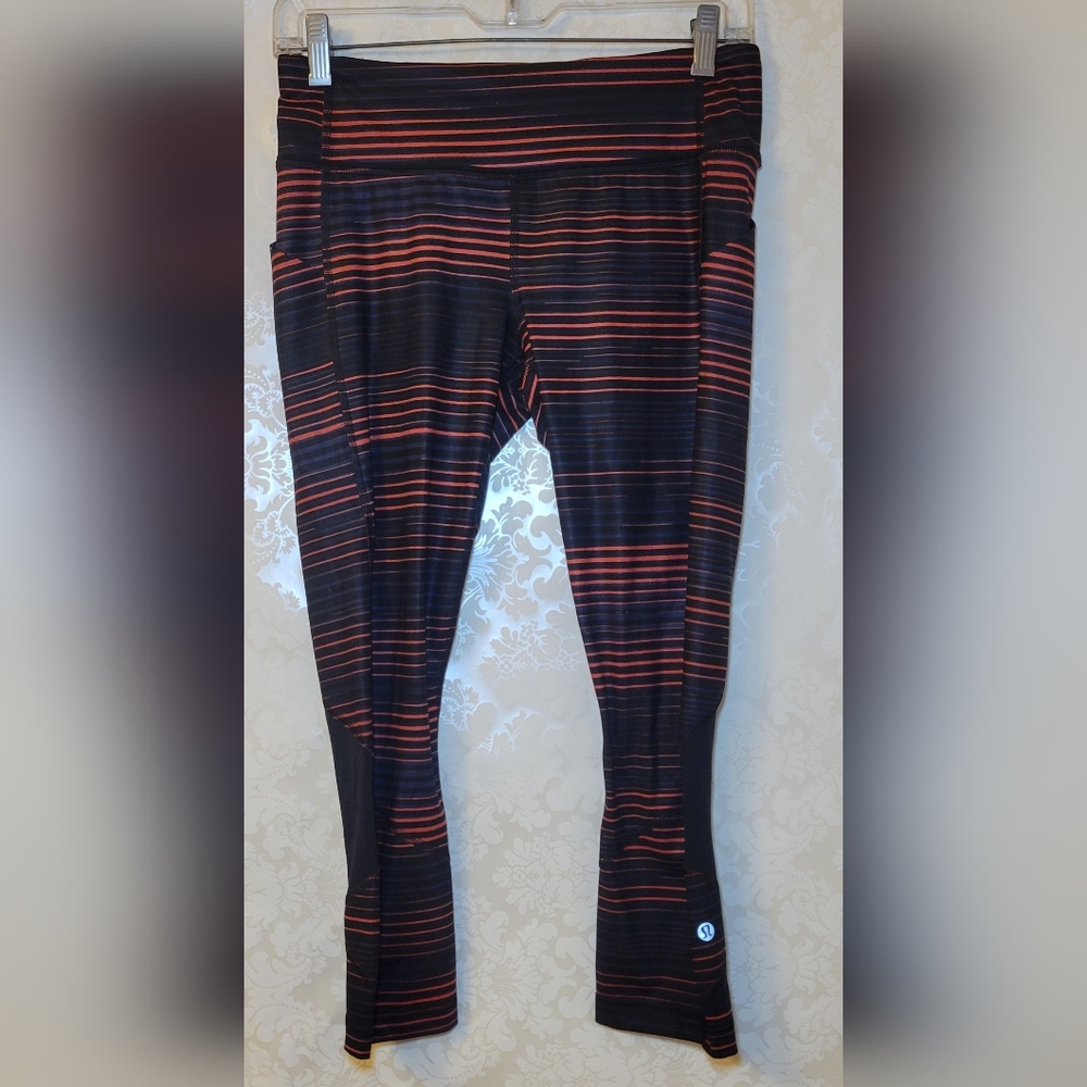 Lululemon Athletica Black and Red Striped Leggings